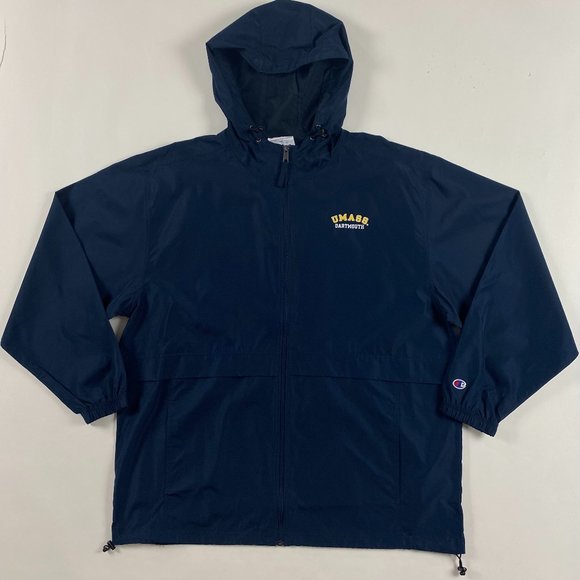 Champion UMASS Dartmouth Windbreaker Jacket Mens 2XL Full Zip Bllue XXL - Picture 1 of 11